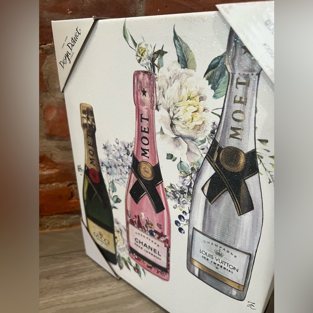 Design District - Louis, Chanel & Gucci Champagne Bottles Canvas Wall Art - Picture 3 of 6